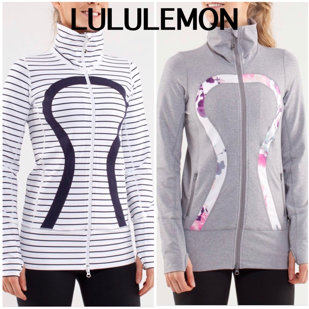 2 LULULEMON IN STRIDE ZIP UP JACKET HEATHER STRIPE